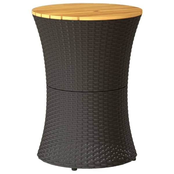 vidaXL sidebord trommeformet polyrattan og massivt træ sort