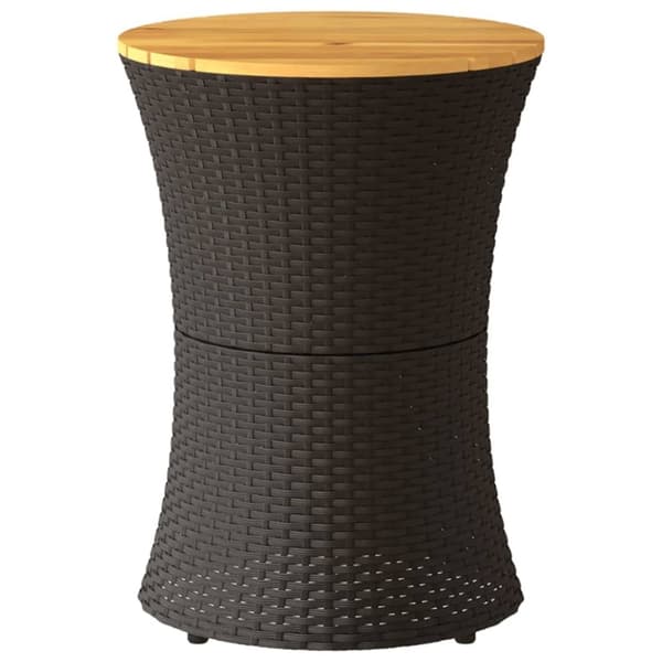 vidaXL Sidebord for hage trommeformet svart polyrotting og heltre