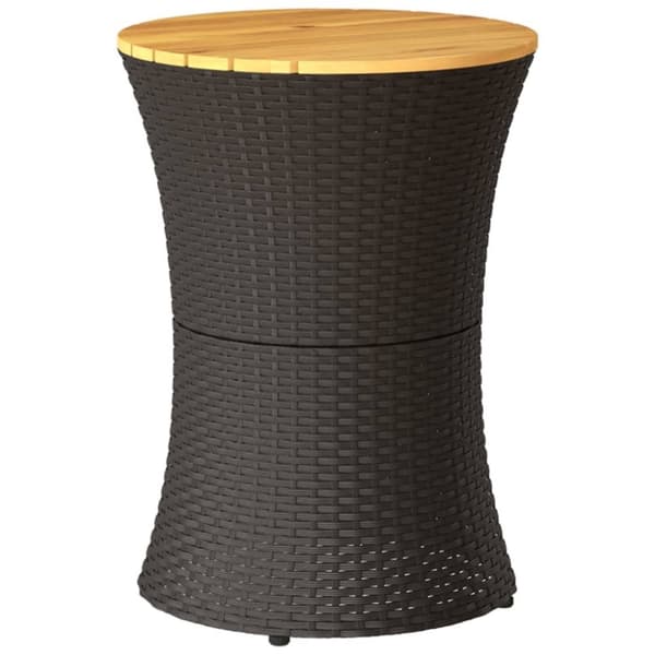 vidaXL Sidebord for hage trommeformet svart polyrotting og heltre