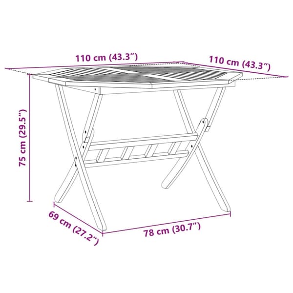 vidaXL Sammenleggbart hagebord Ø110x75 cm heltre akasie