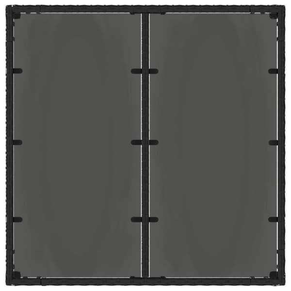 vidaXL Trädgårdsbord med glasskiva svart 90x90x75 cm konstrotting