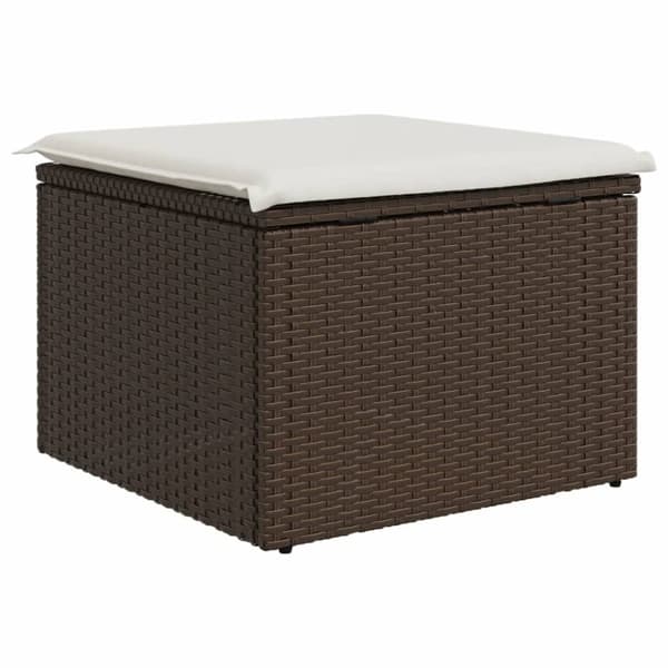 vidaXL Trädgårdspall med dyna brun 55x55x37 cm konstrotting