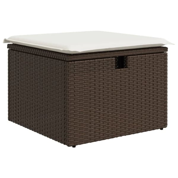 vidaXL Trädgårdspall med dyna brun 55x55x37 cm konstrotting