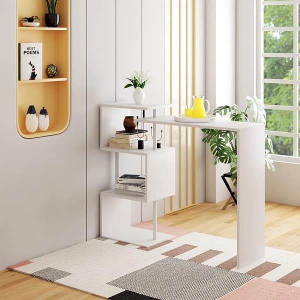 Rootz multifunktionelt roterende barbord - Opbevaringsbord - Drejeligt bord - Pladsbesparende - Rigelig opbevaring - Holdbar - 134cm x 112cm x 38cm