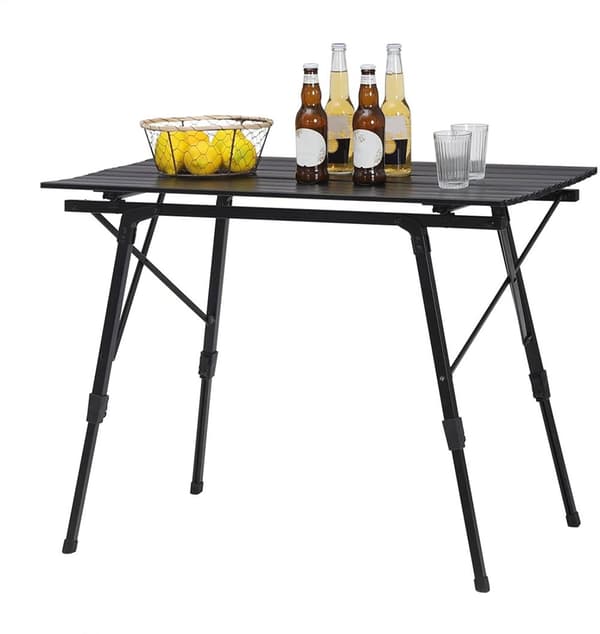 Rootz Ultimate campingbord - udendørsbord - bærbart skrivebord - vejrbestandigt, justerbar højde, let - 52,2 cm x (45 cm - 72 cm) x 90 cm
