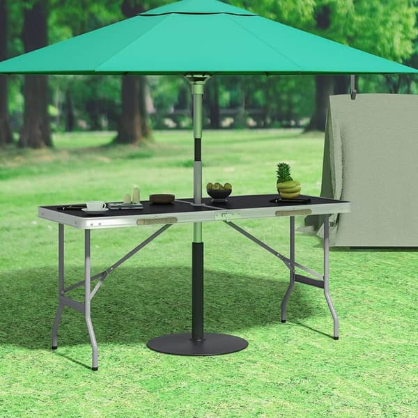 Kannettava Rootz-taitettava pöytä - Piknikpöytä - Ulkopöytä - Helppo asentaa - Kompakti ja kuljetettava - Kestävä ja vakaa - Rauta ja MDF - 150 cm x 6