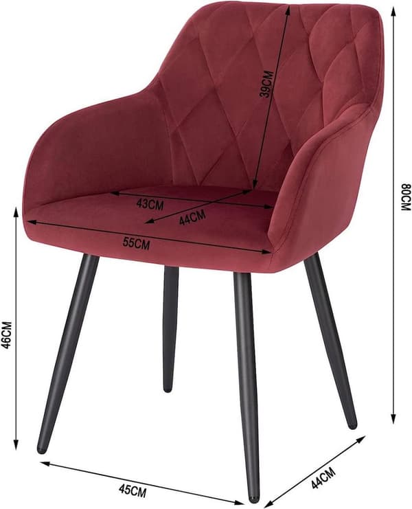 Rootz 4 ruokapöydän tuolin setti - Nojatuolit samettipäällyksellä - Ergonominen ja ylellinen - Mukava, kestävä, monipuolinen - Metallirunko - Istuin 4