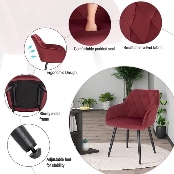 Rootz 4 ruokapöydän tuolin setti - Nojatuolit samettipäällyksellä - Ergonominen ja ylellinen - Mukava, kestävä, monipuolinen - Metallirunko - Istuin 4
