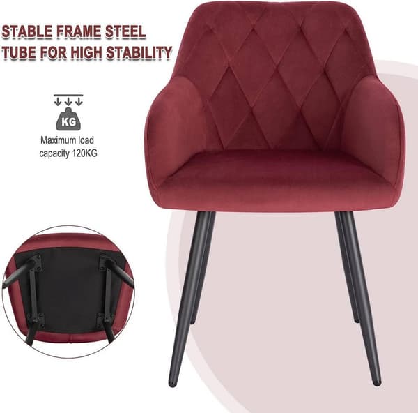 Rootz 4 ruokapöydän tuolin setti - Nojatuolit samettipäällyksellä - Ergonominen ja ylellinen - Mukava, kestävä, monipuolinen - Metallirunko - Istuin 4