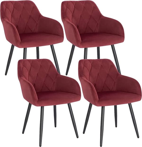 Rootz 4 ruokapöydän tuolin setti - Nojatuolit samettipäällyksellä - Ergonominen ja ylellinen - Mukava, kestävä, monipuolinen - Metallirunko - Istuin 4