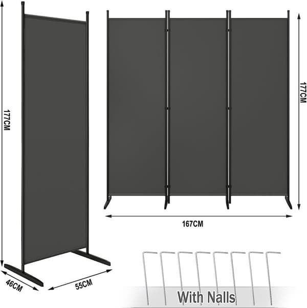 Rootz Folde Screen - Privacy Screen - Room Divider - Holdbar polyester - Alsidig og bærbar - Nem at rengøre - 167cm x 172cm / 223cm x 172cm