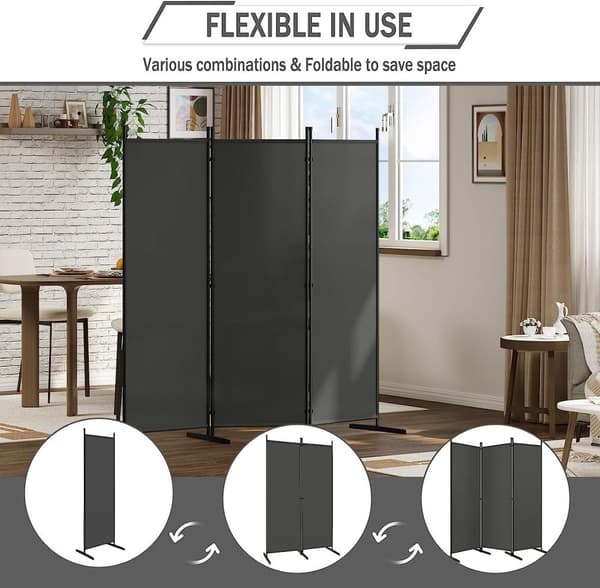 Rootz Folde Screen - Privacy Screen - Room Divider - Holdbar polyester - Alsidig og bærbar - Nem at rengøre - 167cm x 172cm / 223cm x 172cm