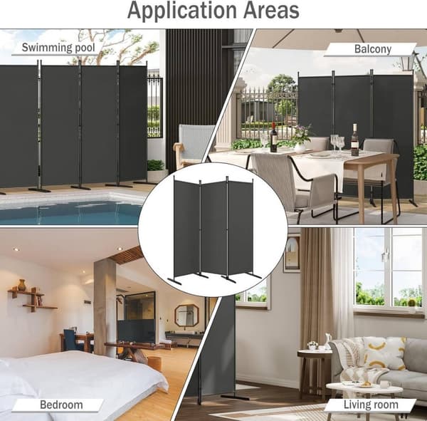 Rootz Folde Screen - Privacy Screen - Room Divider - Holdbar polyester - Alsidig og bærbar - Nem at rengøre - 167cm x 172cm / 223cm x 172cm