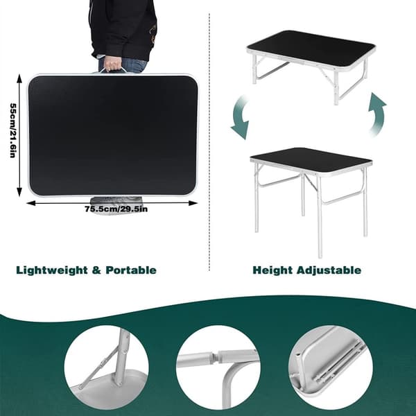 Rootz Ultimate Outdoor -taitettava pöytä - Säädettävä piknikpöytä - Kannettava retkeilypöytä - Kevyt, tukeva, monikäyttöinen - Alumiini ja MDF - 55 cm
