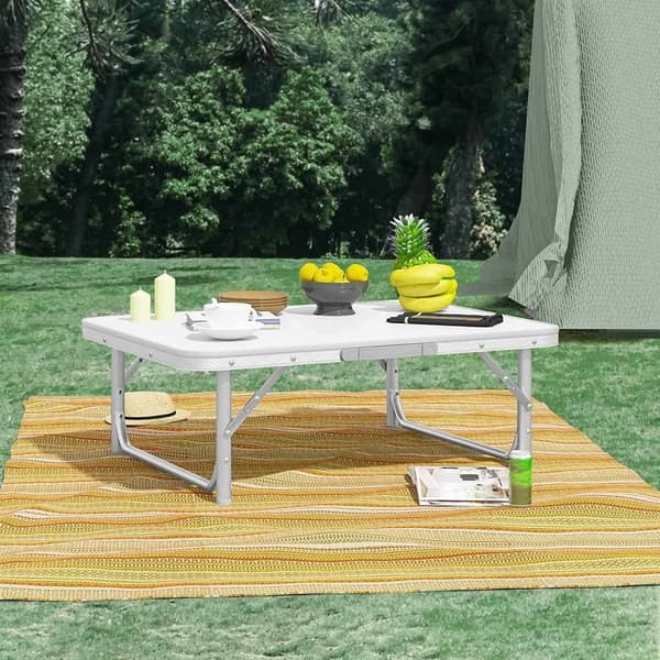 Rootz Ultimate Udendørs foldebordssæt - Bærbart picnicbord - Justerbart campingbord - Let, holdbart, ingen montering påkrævet - 55 cm x 25,5/58,5 cm x