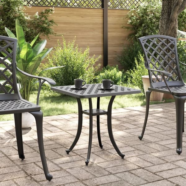 vidaXL havebord 53x53x53 cm støbt aluminium sort