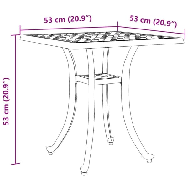 vidaXL Trädgårdsbord svart 53x53x53 cm gjuten aluminium