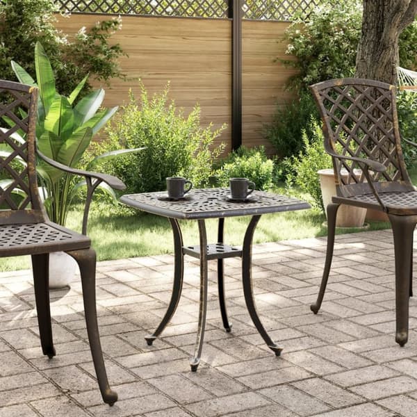 vidaXL havebord 53x53x53 cm støbt aluminium bronzefarvet