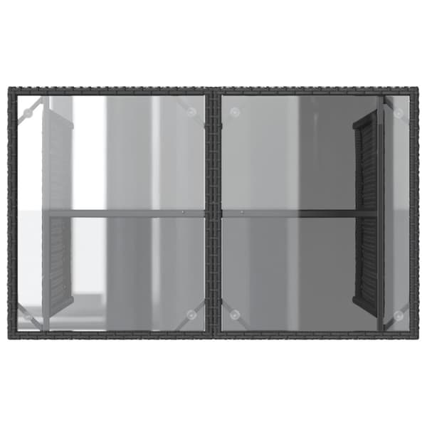 vidaXL Hagebord med glassplate svart 110x68x70 cm polyrotting