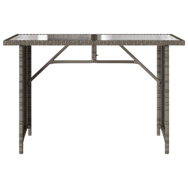 vidaXL havebord med glastop 110x68x70 cm polyrattan grå