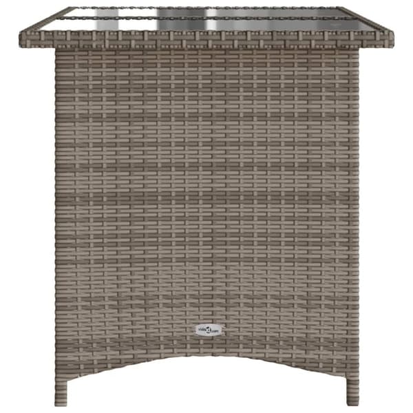 vidaXL havebord med glastop 110x68x70 cm polyrattan grå