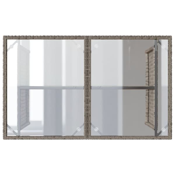 vidaXL havebord med glastop 110x68x70 cm polyrattan grå