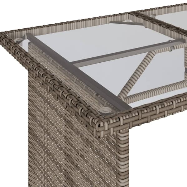 vidaXL havebord med glastop 110x68x70 cm polyrattan grå