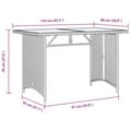 Miniatyrbillede 9 af 10: vidaXL havebord med glastop 110x68x70 cm polyrattan grå