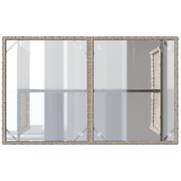 vidaXL Trädgårdsbord med glasskiva ljusgrå 110x68x70 cm konstrotting