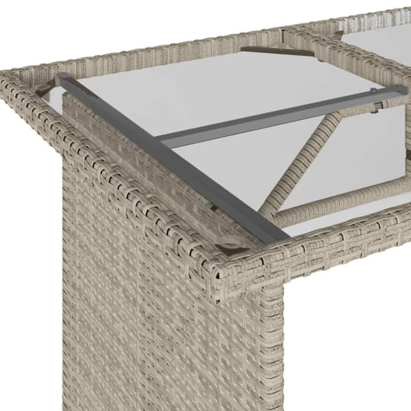vidaXL Trädgårdsbord med glasskiva ljusgrå 110x68x70 cm konstrotting