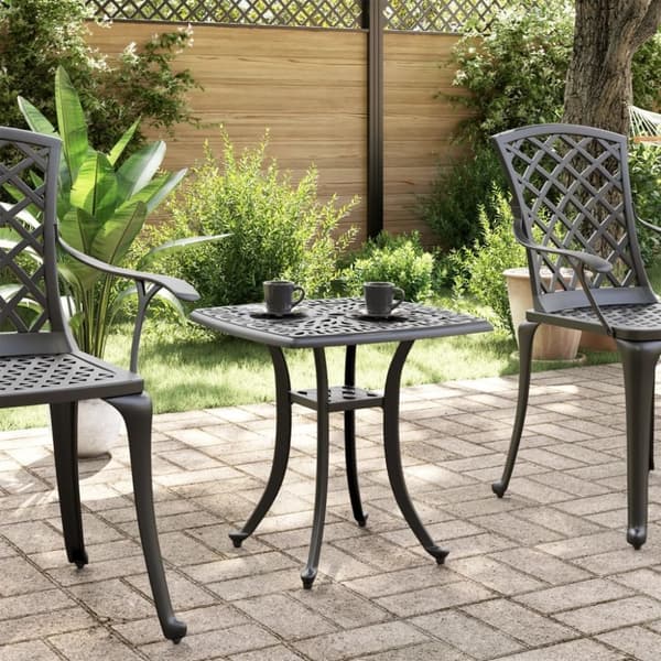 vidaXL havebord 53x53x53 cm støbt aluminium sort