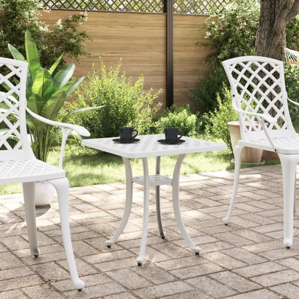 vidaXL Trädgårdsbord vit 53x53x53 cm gjuten aluminium
