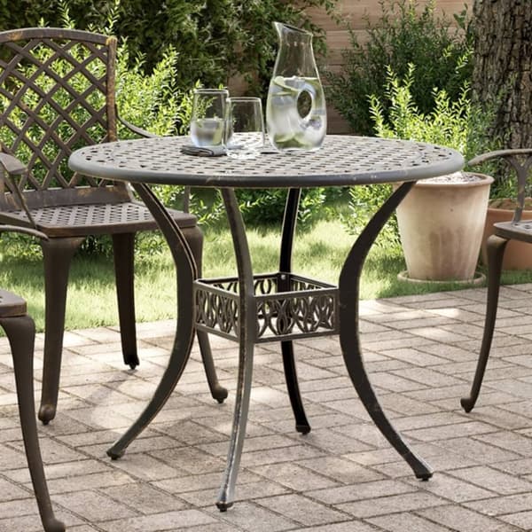 vidaXL havebord Ø90x75 cm støbt aluminium bronzefarvet