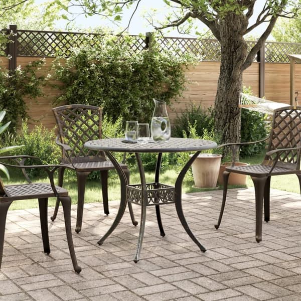 vidaXL havebord Ø90x75 cm støbt aluminium bronzefarvet