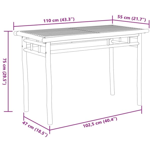 vidaXL Utendørs spisebord 110x55x75 cm bambus