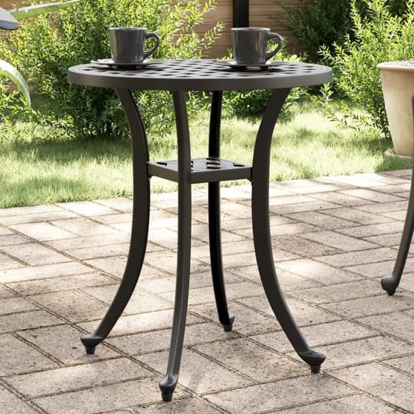 vidaXL Trädgårdsbord svart Ø48x53 cm gjuten aluminium