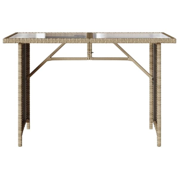 vidaXL Trädgårdsbord med glasskiva beige 110x68x70 cm konstrotting