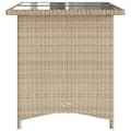 Miniatyrbild 5 av 10: vidaXL Trädgårdsbord med glasskiva beige 110x68x70 cm konstrotting