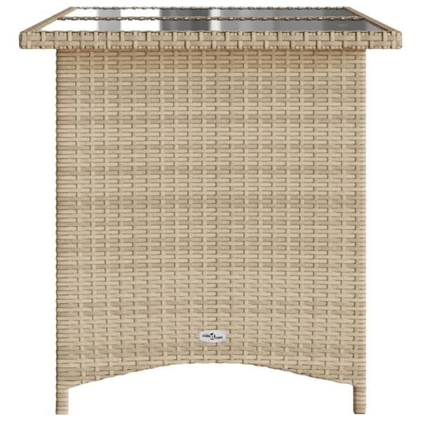 vidaXL Trädgårdsbord med glasskiva beige 110x68x70 cm konstrotting