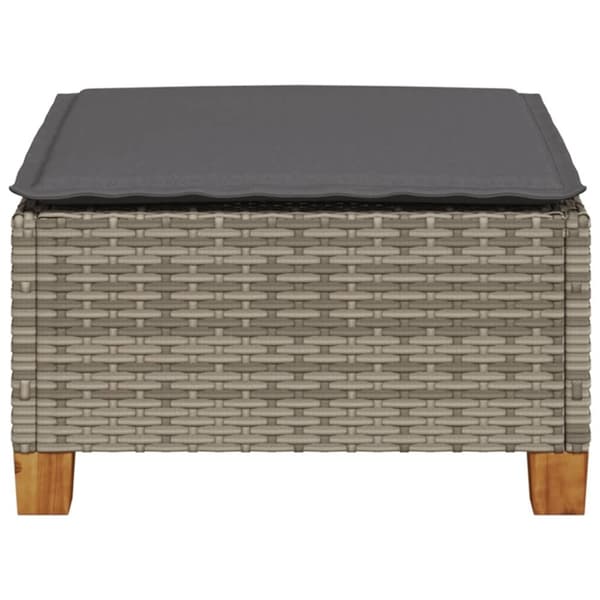 vidaXL Trädgårdspall med dyna grå 63,5x56x32 cm konstrotting