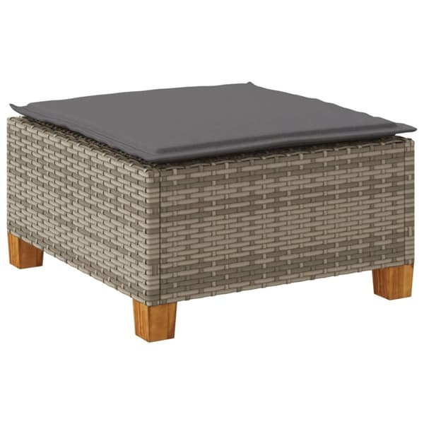 vidaXL Trädgårdspall med dyna grå 63,5x56x32 cm konstrotting