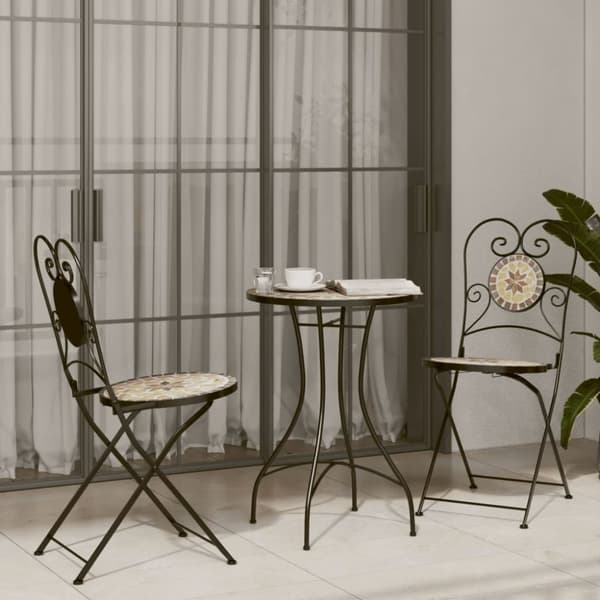 vidaXL bistrobord mosaikdesign Ø50x70 cm keramik terracotta og hvid