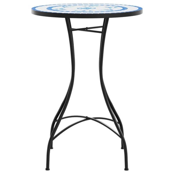 vidaXL Mosaiikkibistropöytä sininen ja valkoinen Ø50x70 cm keramiikka