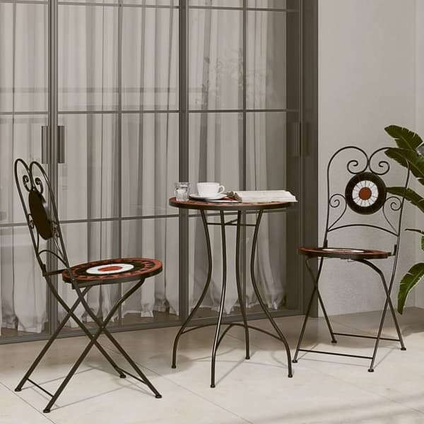 vidaXL Bistrobord med mosaikk terrakotta og hvit Ø50x70 cm keramikk