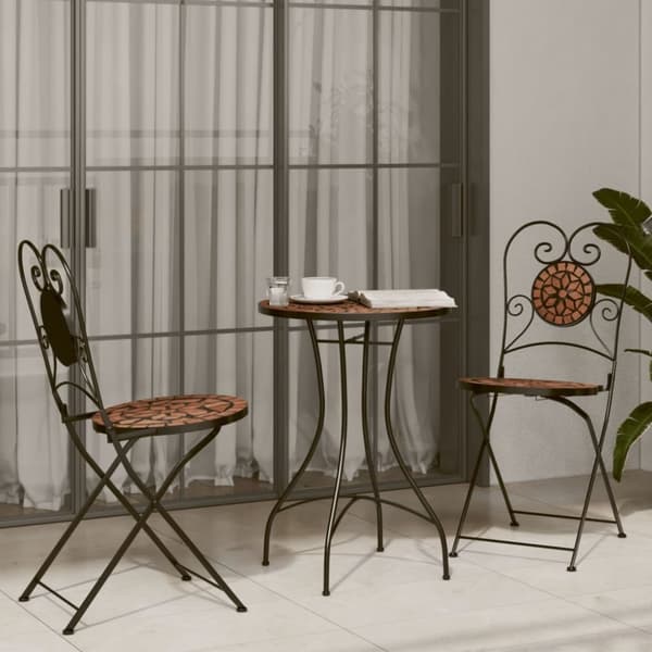 vidaXL Bistrobord med mosaikk terrakotta Ø50x70 cm keramikk