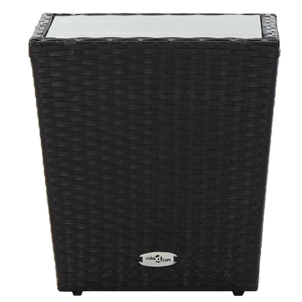 vidaXL tebord 41,5x41,5x43 cm hærdet glas og polyrattan sort - Haveborde