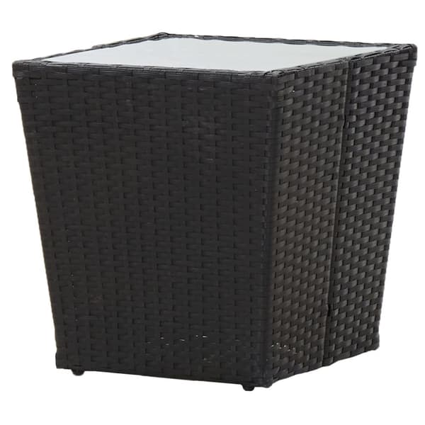 vidaXL tebord 41,5x41,5x43 cm hærdet glas og polyrattan sort - Haveborde