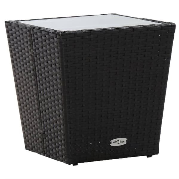 vidaXL tebord 41,5x41,5x43 cm hærdet glas og polyrattan sort -  Haveborde
