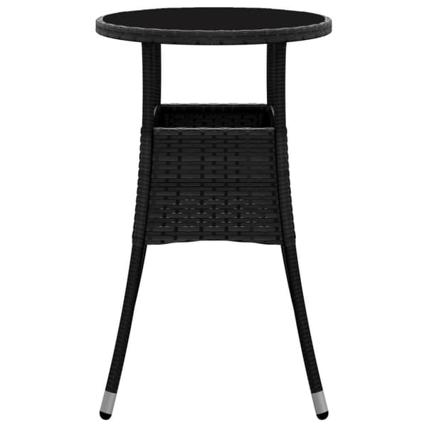 vidaXL havebord Ø60x75 cm hærdet glas og polyrattan sort - Haveborde