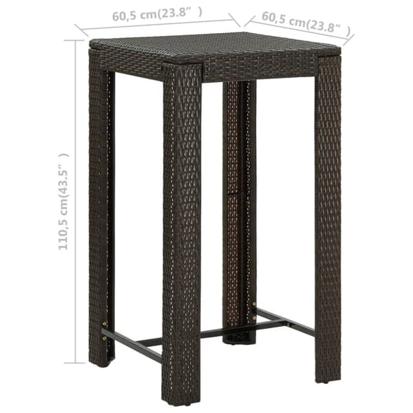 vidaXL barbord til haven 60,5x60,5x110,5 cm polyrattan brun -  Haveborde